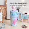 Cartoon Style Insulation Cup For Girls With Large Capacity And Builtin Straw For Home Use