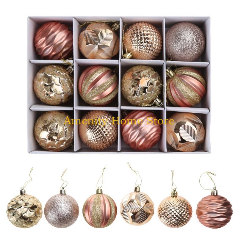 

F26C 12 Pcs Shatterproof Christmas Ball Hanging Ornament Party New Year Dec золотой