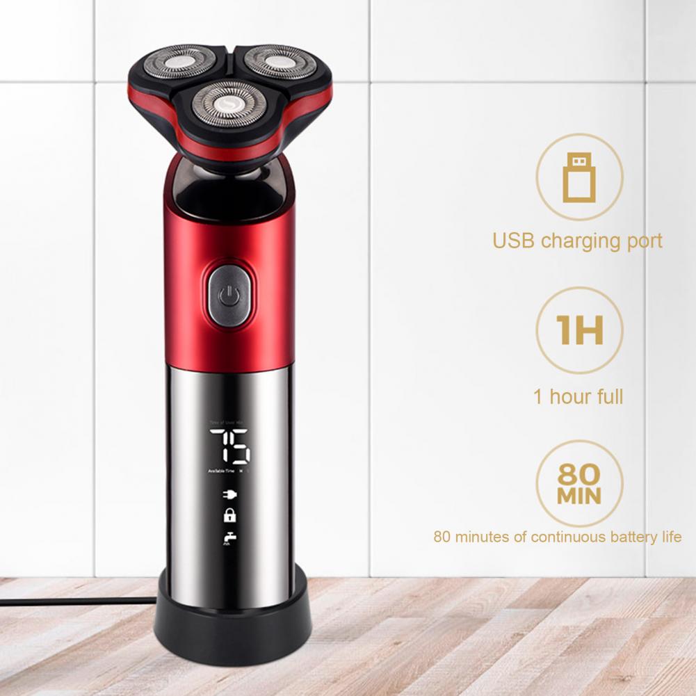 4 In 1 Rasoio Elettrico Resistente All'acqua 3 Lame Rasoio Maschile Multiuso IPX7 LCD Clipper Bagnato Asciutto Taglio per Orecchie Naso peli