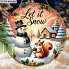 Christmas Decoration Sign,hanging decorations,2D Flat Wooden Products with The Pattern Is Christmas Snowman and squirrel,Christmas Gifts for Friends.