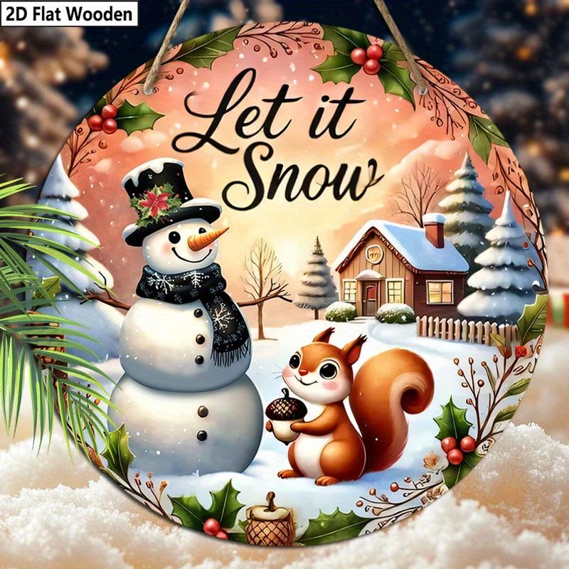 

Знак рождественского украшения, подвесные украшения, 2D плоские деревянные изделия с рисунком рождественского снеговика и белки, рождественские подарки для друзей. 2D,Style1,1pc
