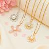 Necklace Female Sunflower Pearl Necklace Autumn and Winter Fashion Versatile Light Luxury Titanium Steel Non-fading Clavicle Chain Full of Diamond