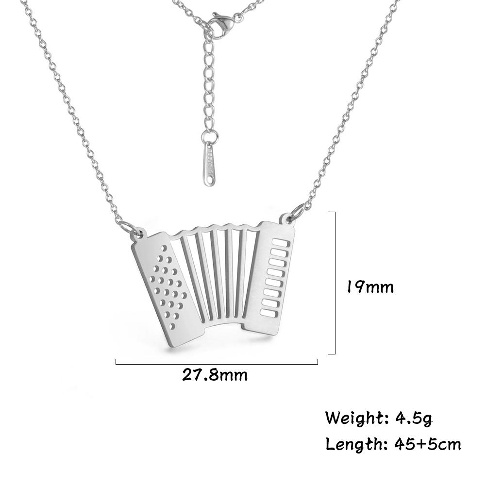 Teamer Stainless Steel Necklace for Women Music Note Instrument Guitar Pendant Charms Gold Plated Fashion Jewelry Romantic Gift