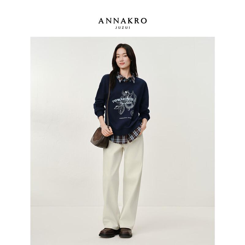 

Juzui Annakol Women s Faux Two-Piece Plaid Patchwork Sweatshirt M