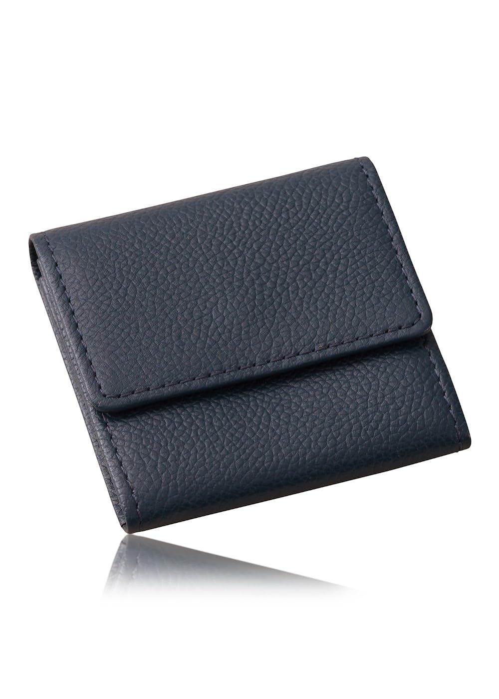 

[LIB] Coin Case, Water-Repellent Original Leather, Genuine Cowhide, Unisex, Compact (Prussian Navy)
