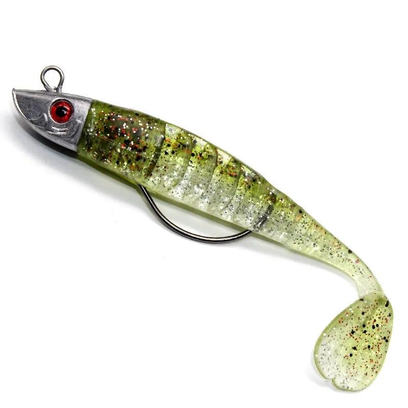 BURLE 10cm 15.5g 13cm 26g T Tail Soft Lure Jig Head Soft Fishing Lure With Barbed Hook