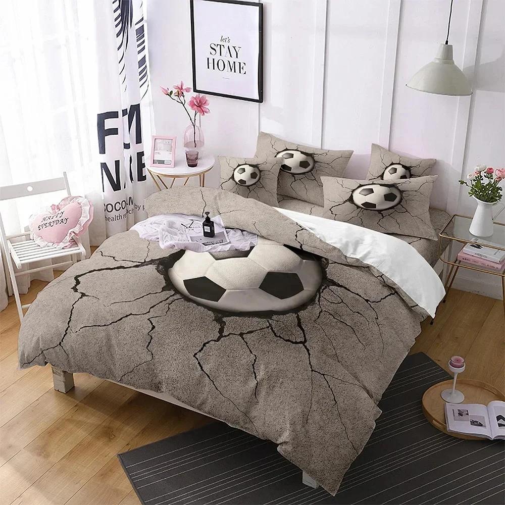 Simple Sport Ball Black White Bedding King Size Soccer Comforter Cover Set 3D Boys Bedroom Decor Football Duvet Cover Sets