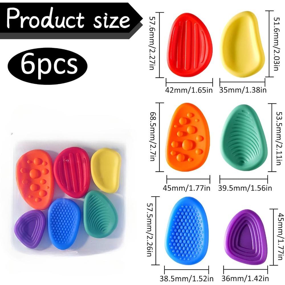 Fidget Toys Set of 6 Sensory Stones, Anti-Stress Toy Silicone Touch Sensory Toy for Stress Relief Anxiety, ADHD, Autism for All Ages