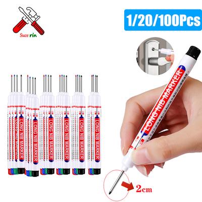 1/20/40/80Pcs Multi-purpose Long Head Markers Pen Bathroom Woodworking Decoration Waterproof Deep Hole Marker Pen Ink Wholesale