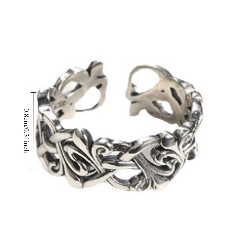 Inel la modă cu floare în cruce pentru bărbați și femei, inel de deschidere personalizat pentru cuplu în stil retro european și american