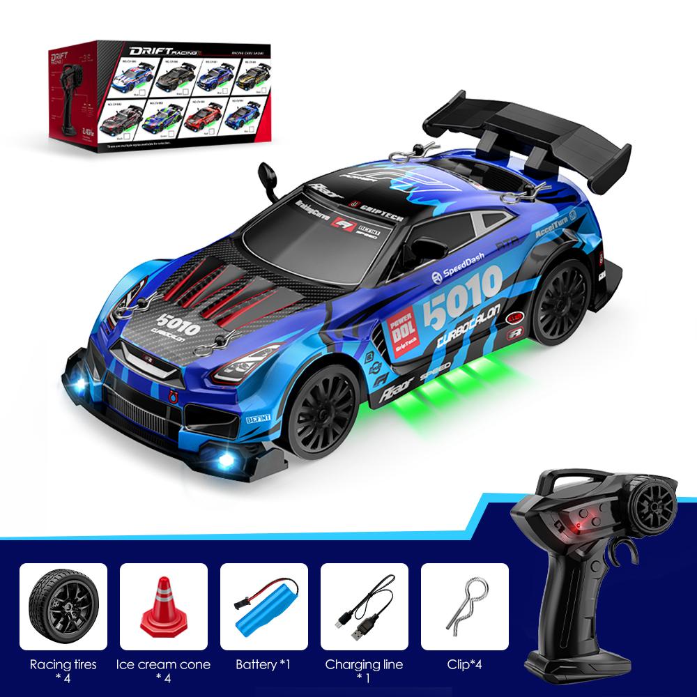 2026 Portable 2.4G Wireless 4-wheel Drive Drift RC Car 1:24 Scale with Cool Lights Stepless Speed Kids Remote Control Vehicle Christmas Birthday Gifts
