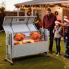 Grill Rotisserie, 38W Grill BBQ Zewnętrzny Rożen do Wieprzowiny i Jagnięciny, Węglowy Rożen o Pojemności 60 kg, Kółka i 4 Poziomy Wysokości, Stal Nierdzewna