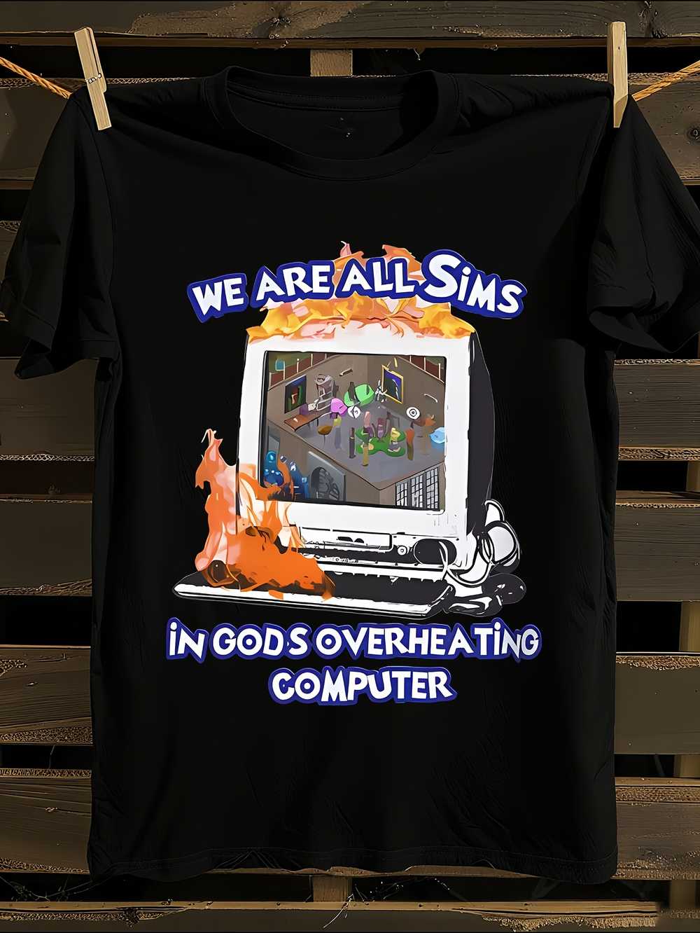 

We Are All Sims-Inspired Gaming T-Shirt Mens Tshirt Womens Tshirts with Letters Print Short Sleeves T-Shirt Casual Street Tee Shirt Top S