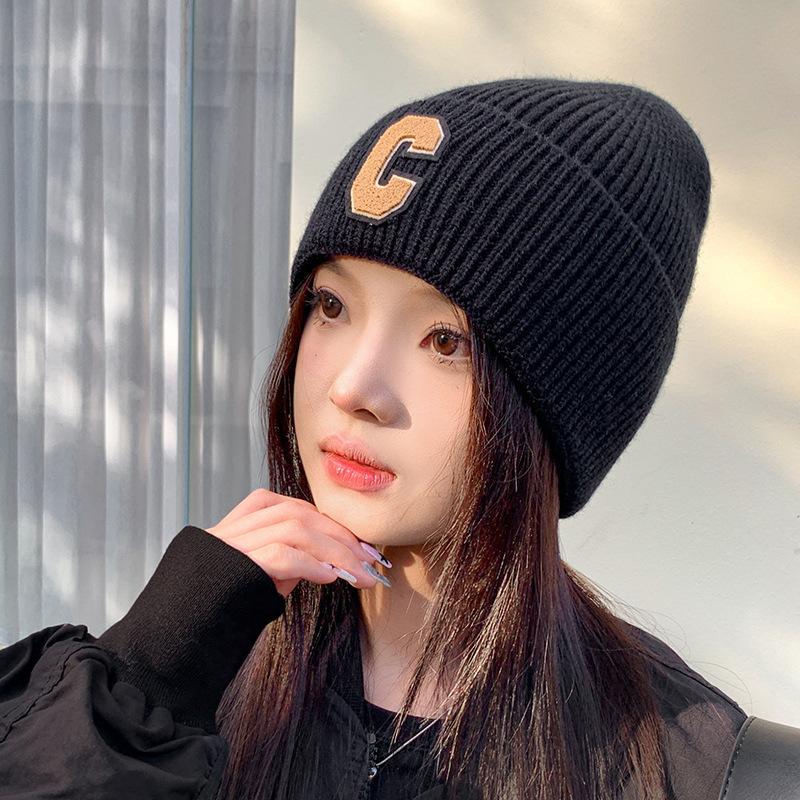 Autumn and Winter Hats for Women Ins Personality Simple Versatile Woolen Hat Showing Face Small Cold Hat Warm Toe Knitted Hat