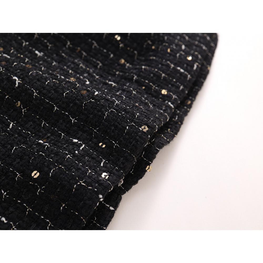 Girls' Tweed Little Sleeveless Vest Dress Autumn Winter New Baby Black Light Luxury Rhinestone Dress