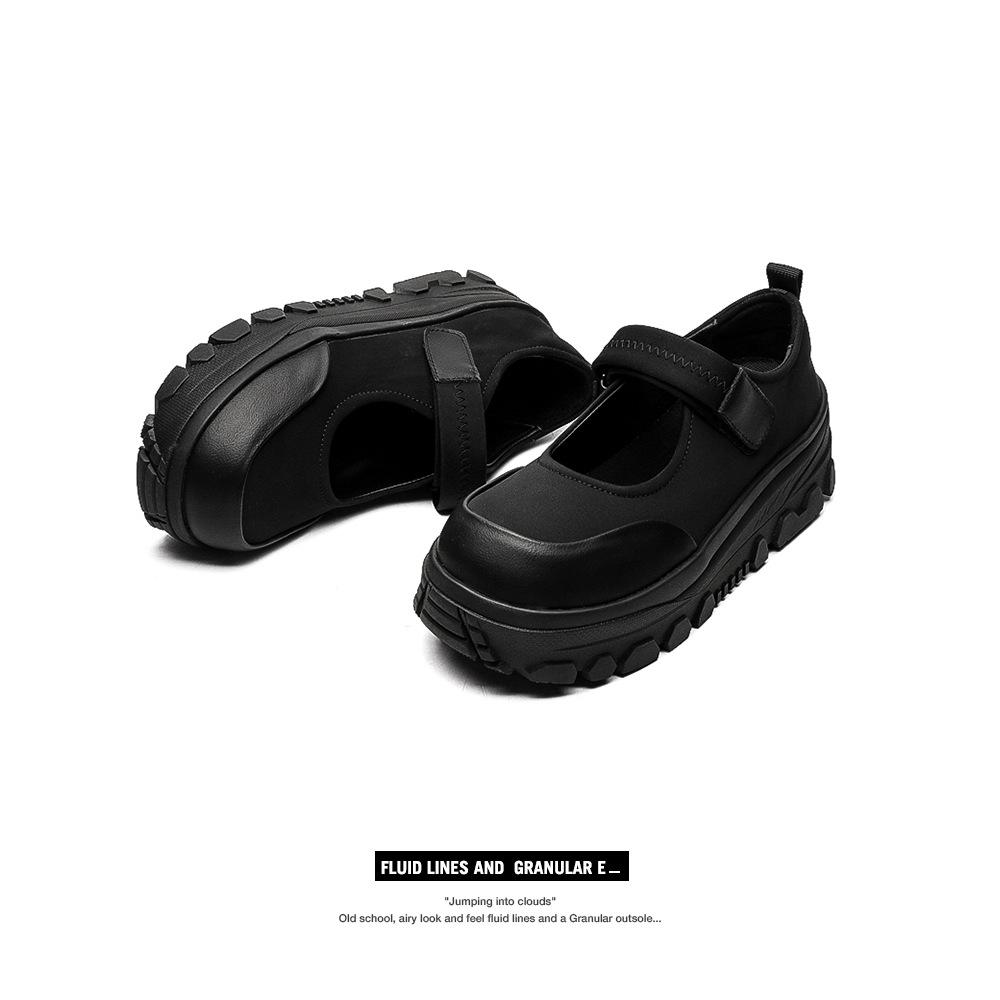 

Женские черные матовые кожаные туфли Мэри Джейн Дерби с толстой подошвой и круглым носком, мужские туфли в ретро-британском стиле. 39 Women