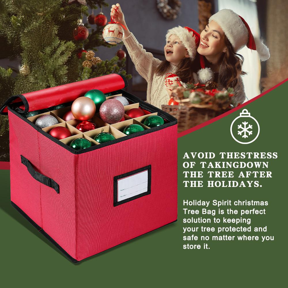 Foldable Oxford Cloth Storage Box with Detachable Compartments for Christmas Balls