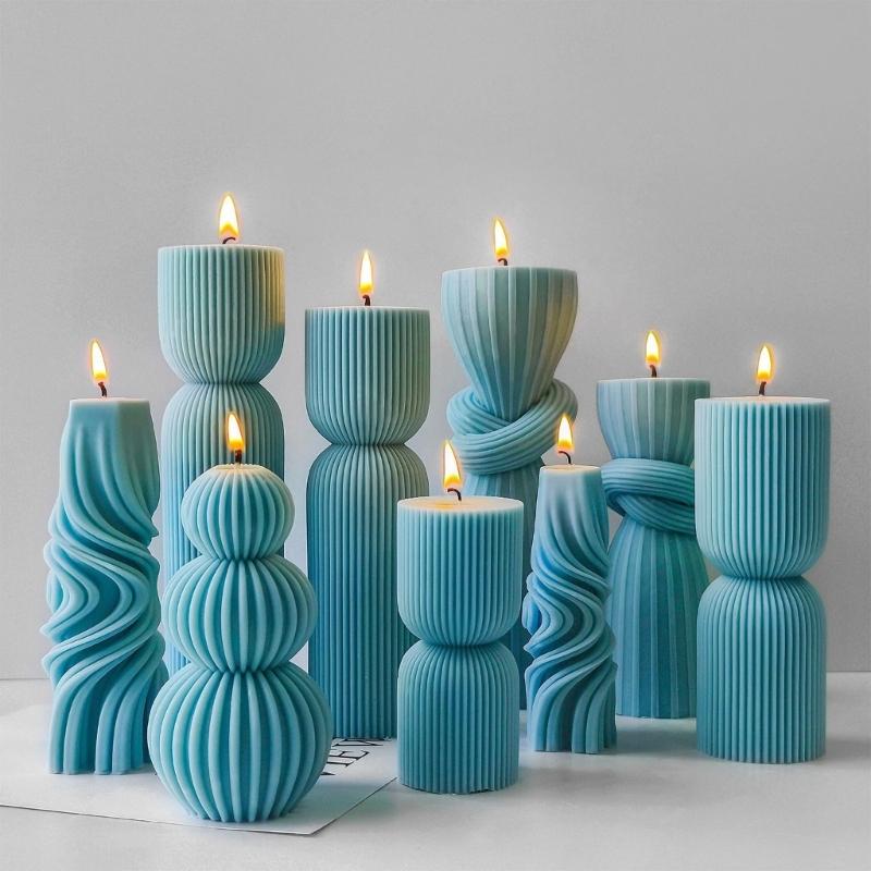 Artistic Striped Roman Column Silicone Mould For Handmade Candle Home Decoration And Craft Projects