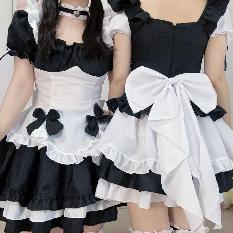 Costume da cameriera 'passo di farfalla', uniforme da cameriera anime cioccolato bianco e nero