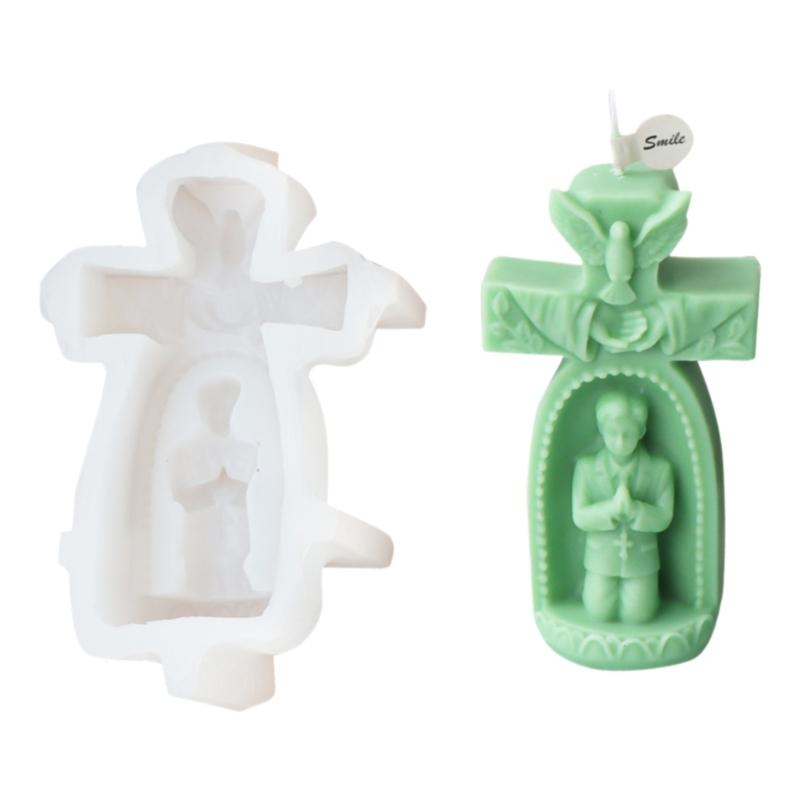 Silicone Mold Church Prayer Boy/Girl Shaped Wax Candle Molds Scented Aromatherapy Making Mould Handmade Ornament