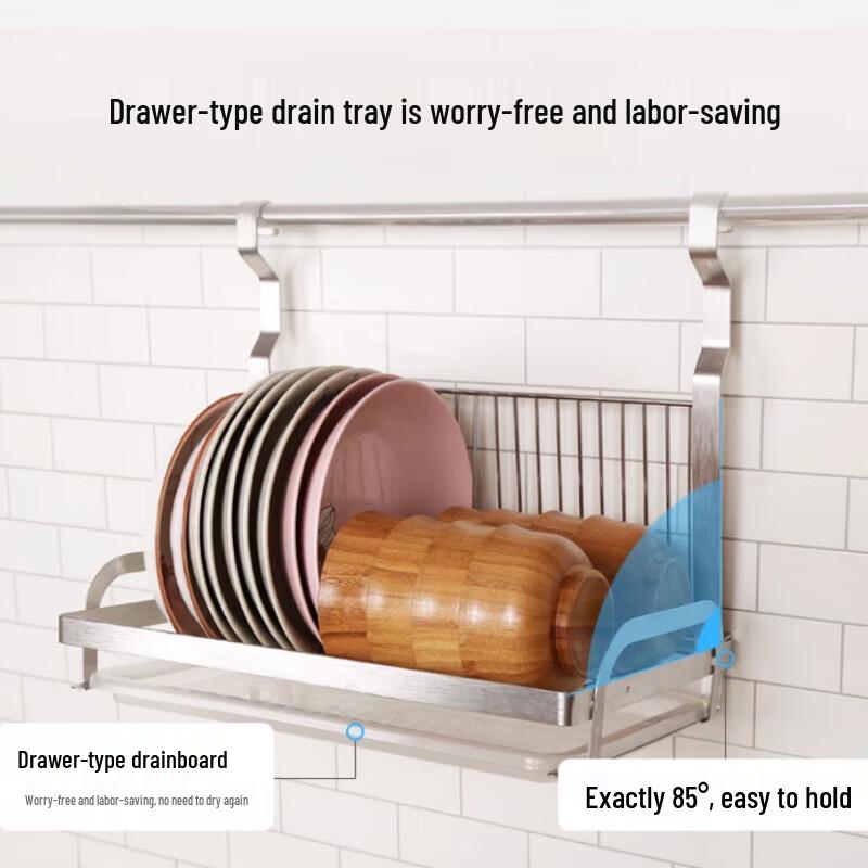 Multi-functional Kitchen Wall Shelf with Dish Drainer