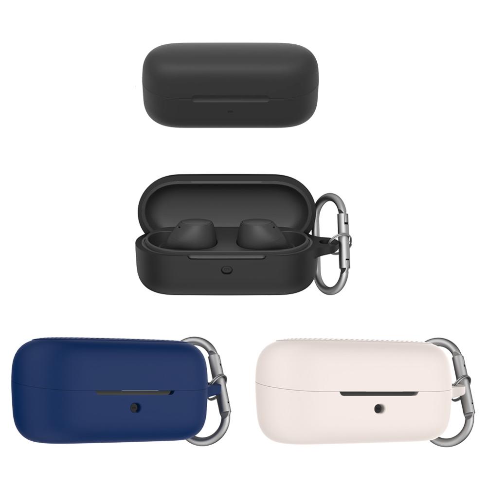 Silicone Case Earphone Case Cover with Carabiner Case Protector Wireless Earbuds Charging Box Protective Shell for Sony WF-C510