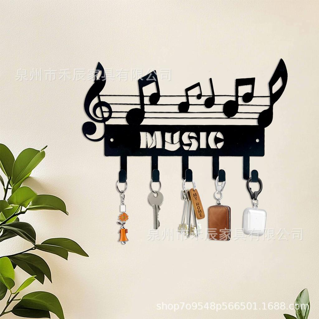 Gancho de Parede Musical em Metal com Design de Pauta para Entrada Armazenamento de Chaves Pendurar Toalhas e Suporte Criativo para Trás da Porta