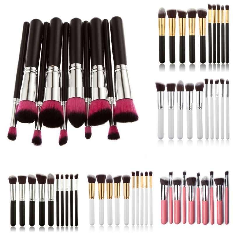Cosmetic Brush Collection With Long Wooden Handles For Makeup Artists