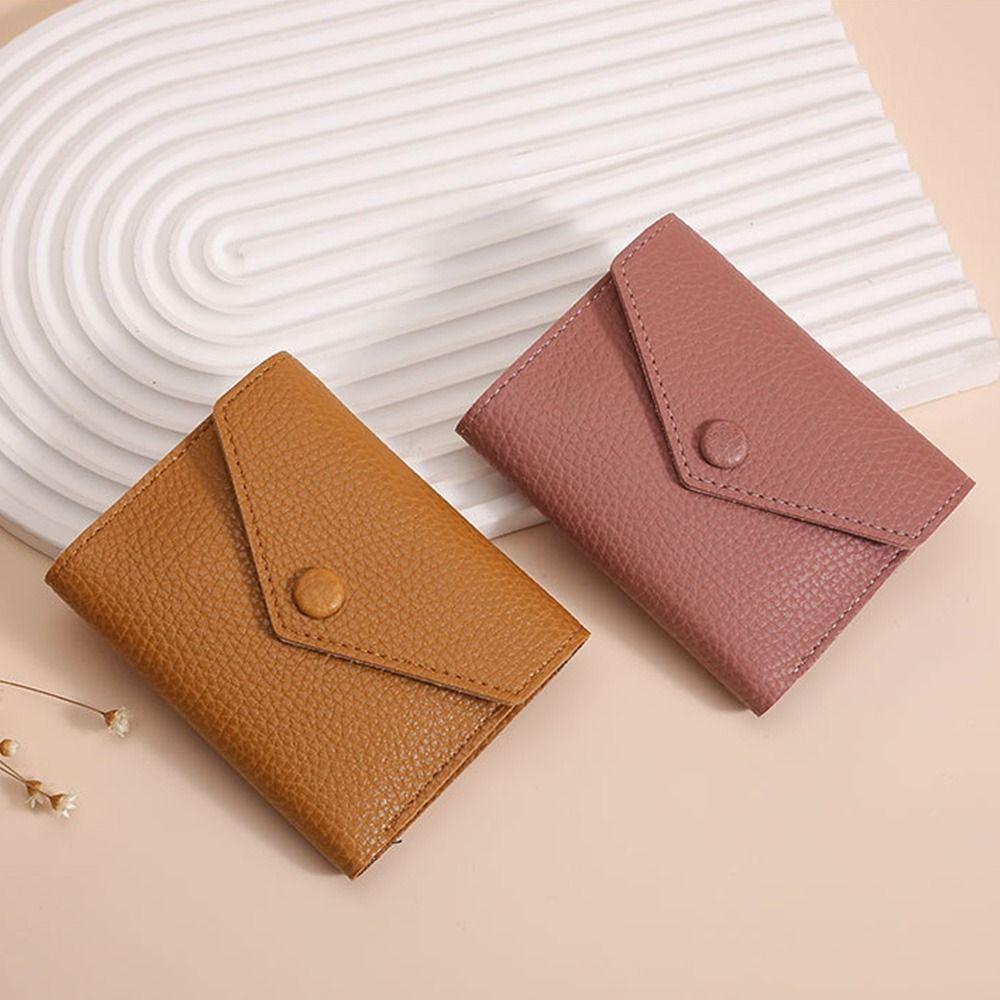 Multi-card Slot Envelope Short Wallet Korean Style Small Purse Bag PU Leather Wallet  Girls