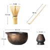 Katakuchi Matcha Bowl Set, Tea Ceremony Utensils, Tea Bowl, Chawan (Tea Whisk), Chashaku (Tea Scoop), Peach-Shaped Round Tea Scoop (Grey with