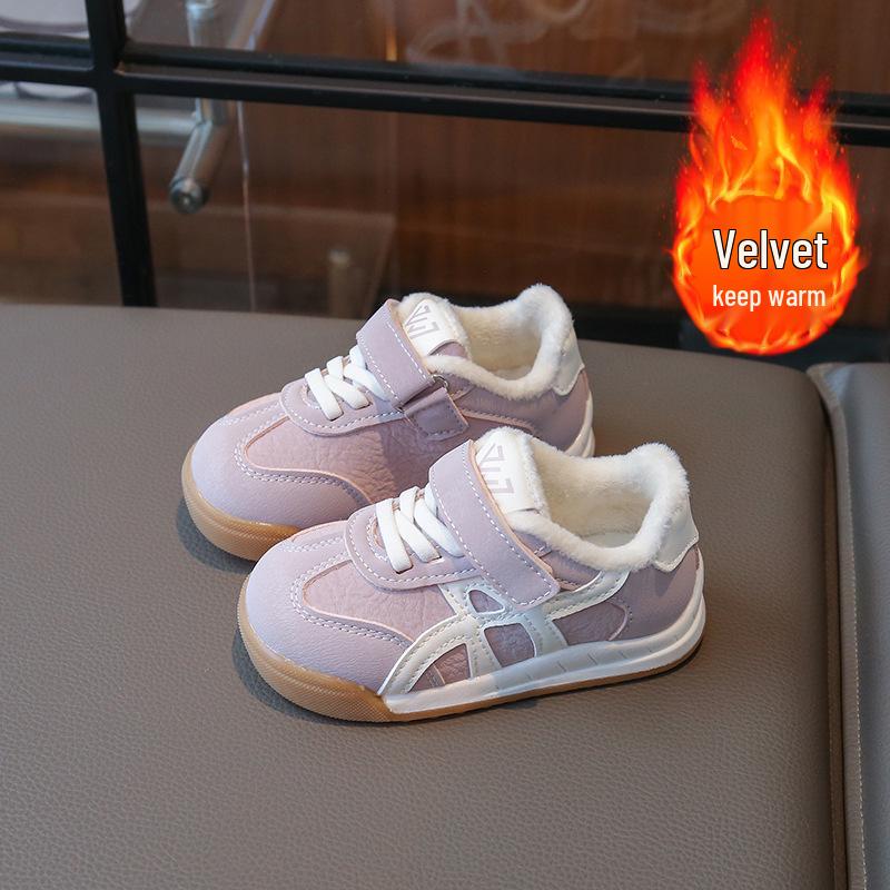 2025 Autumn/Winter Velvet Kids' Sports Shoes - Forrest Gump Style for Girls (1-6 Years)