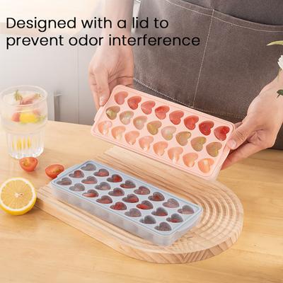 Ice Grid Mould Heart-shaped Ice Lattice Mold with Lid Stackable Easy To Remove Food Grade Silicone Tray Ice Cube Maker