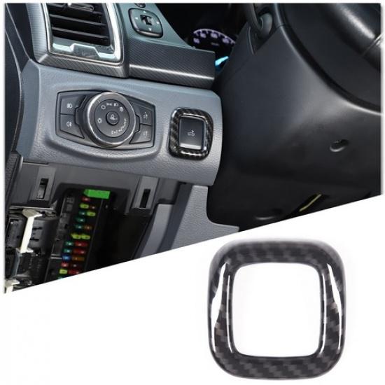 ABS Carbon Fiber Engine Hood Switch Button Frame Trim For Ford Ranger 2015-21