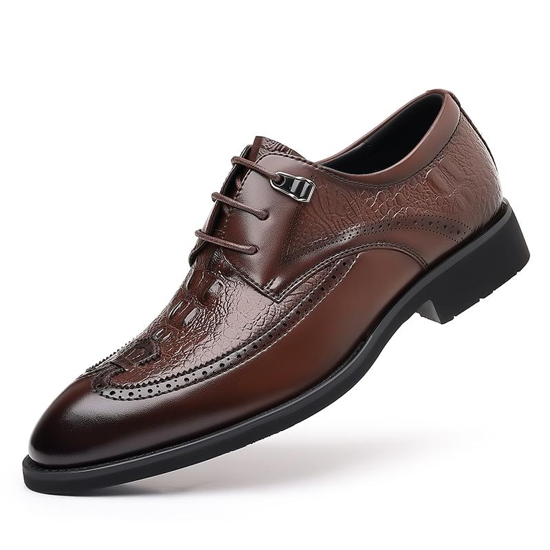 Lace-Up Male Comfortable Coiffeur Shoe Casual Leather Shoes Men for Men Pointed Toe Fashion Business Shoes 2024 New Club Shoes