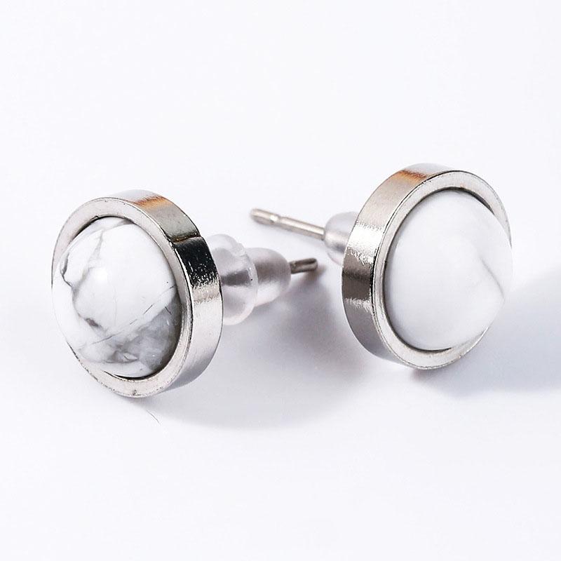 1pairs Handmade 10mm Natural Stone Stud Earrings Fashion Crystal Ear Jewelry Valentine's Day Gift