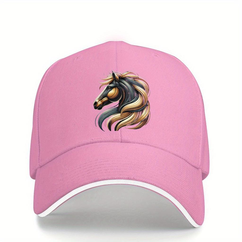 Artistic Horse Head Print Polyester Baseball Cap Unisex Casual Adjustable Summer Trucker Hat