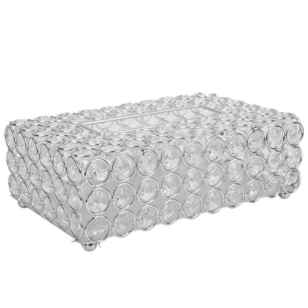 Rectangular Artificial   Tissue Box Cover Tissue Paper Storage Holder Home Decor (Silver)