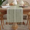 1Pc Linen Tassel Table Runner Rustic Farmhouse Style Tablecloth For Baby Shower Birthday Party Decoration Wedding Table Supplies
