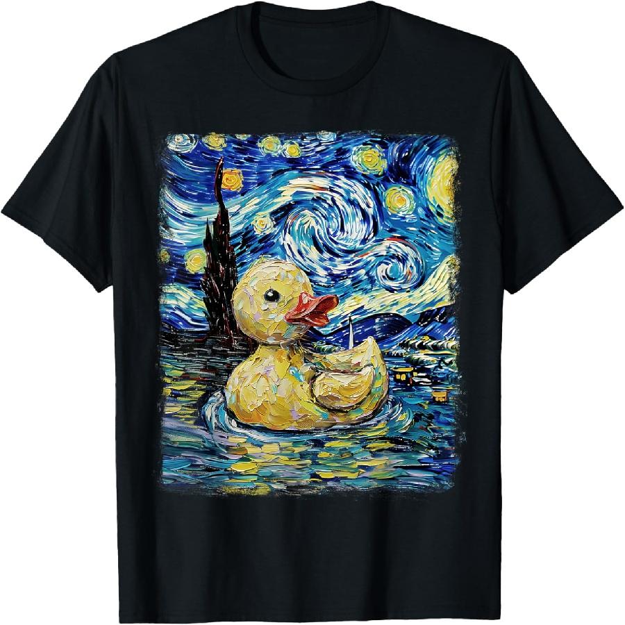 Rubber Duck Ducky Starry Night Painting T-Shirt XXXXXL чёрный