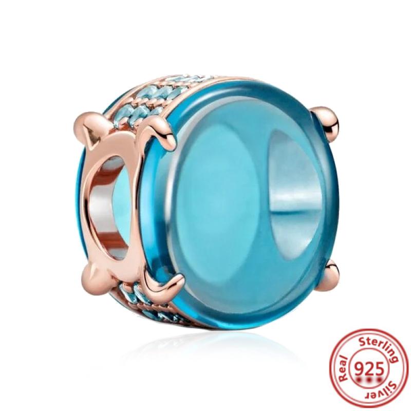 925 Sterling Copper Blue Green Pink Red Black White Purple Murano Glass Beads Fit Original Pantaro Charms Bracelet Women Zircon