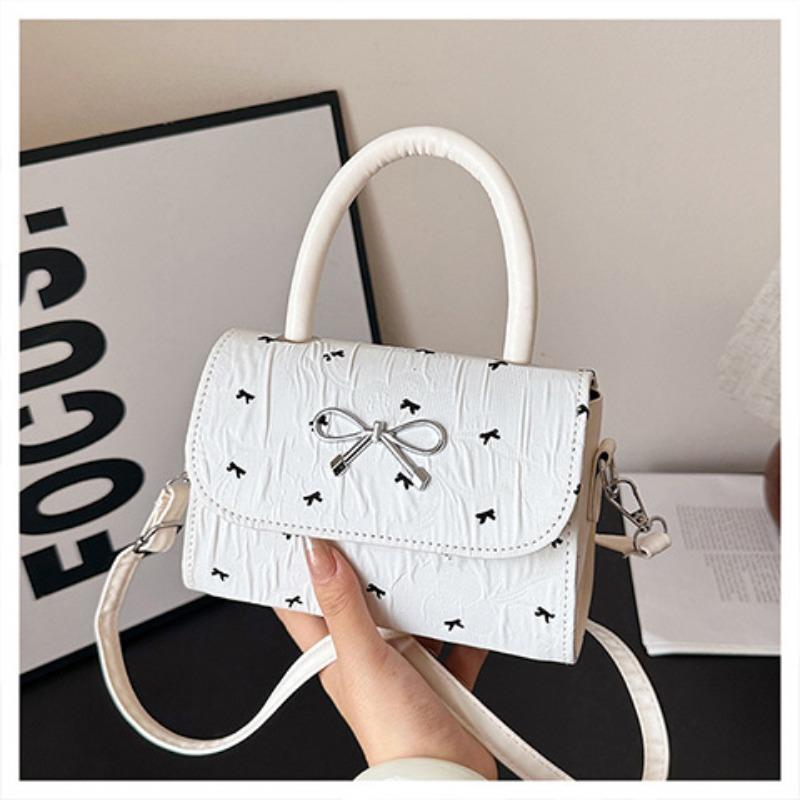 Bow printed bag women's new summer shoulder messenger bag high-end portable small square bag