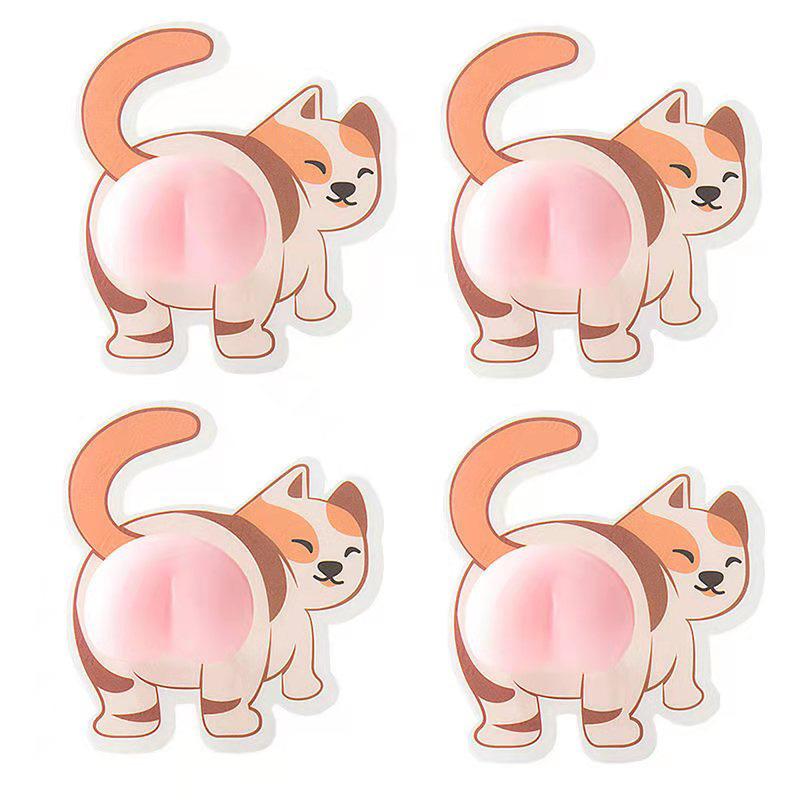 4Pcs Cute White Bear Dog Squeeze Toy DIY Bumper Sticker Soft Squishy Stress Relief Novelty Kids Adults