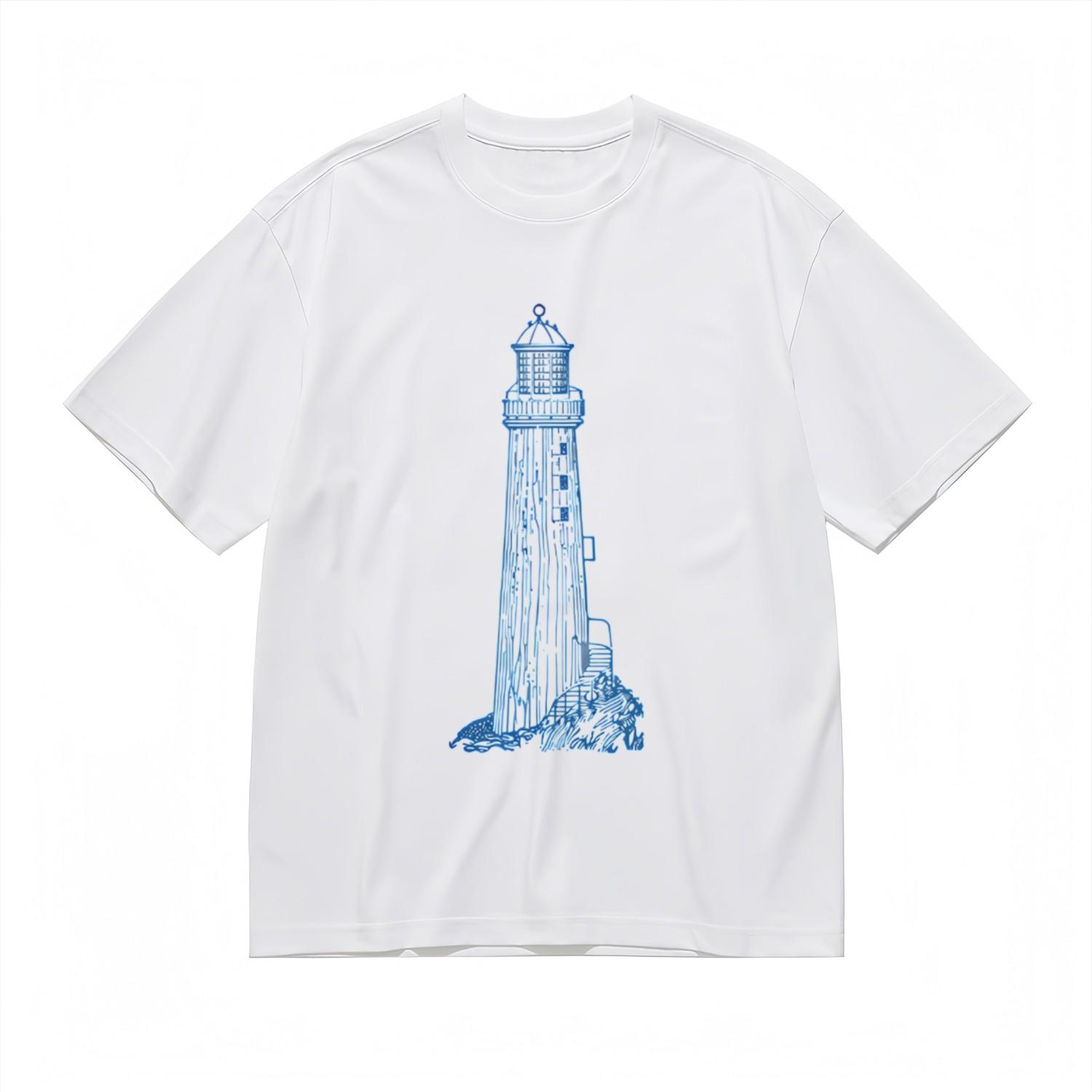 Men s Soft Breathable All Season Classic T-Shirt Mens Womens Tees Top Lighthouse Design Cotton Tee 4XL