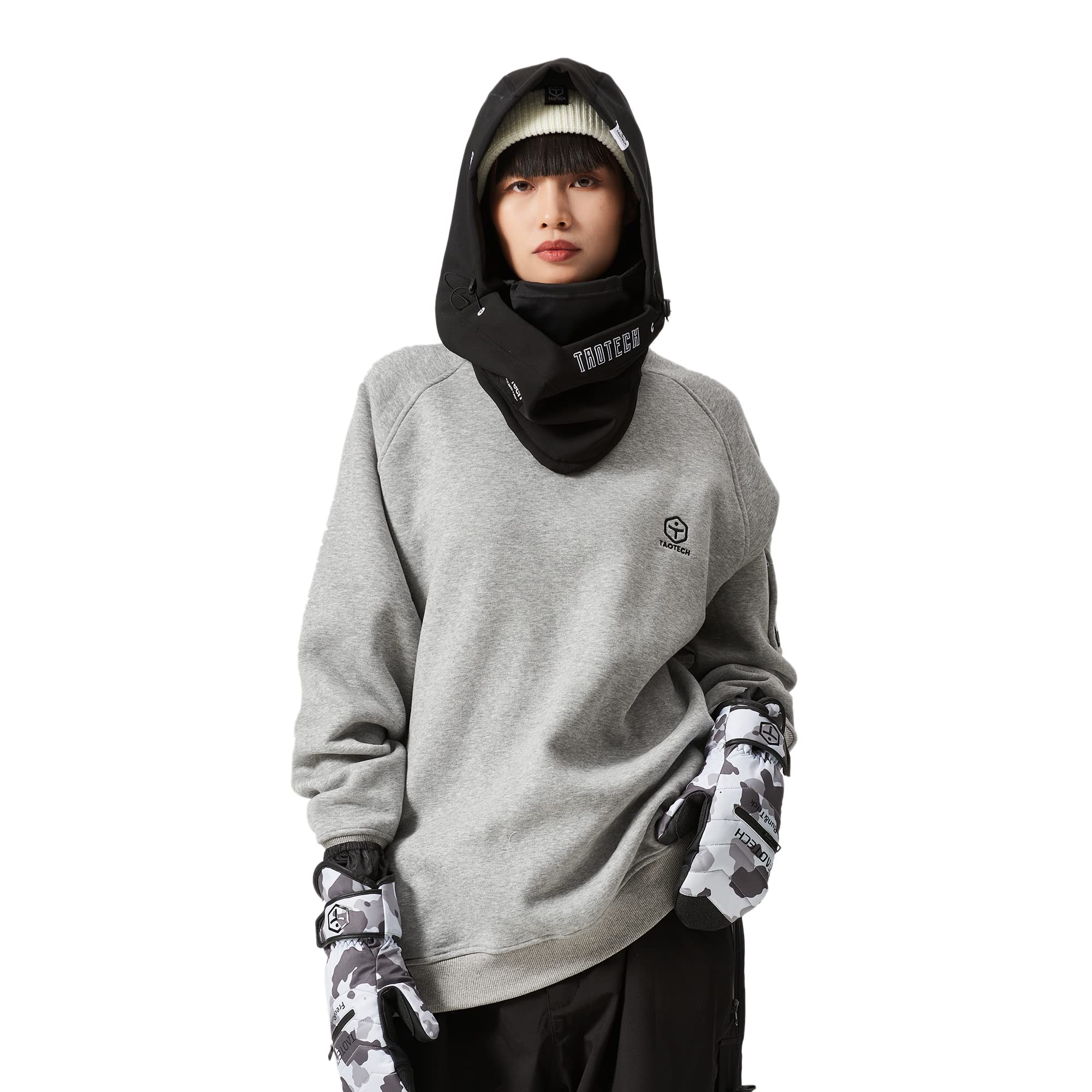 

TaoTech Сноубордический свитшот с флисовой подкладкой на рукавах, худи, одежда, карманы, карманы, (Размер 22-23, Шея, XXL, Серый)
