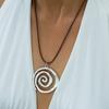 IF ME Ethnic Creative Big Spiral Conch Pendant Necklace Women Goth Adjustable Leather Wax Thread Chain Holiday Y2K Jewelry Accessories
