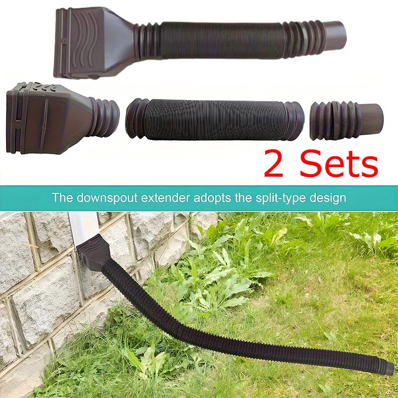 2 sets of foldable and easy to install retractable rainwater drainage pipes are durable and long-lasting