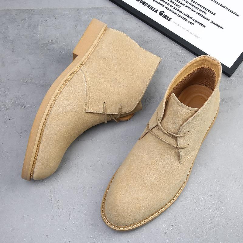 Desert Boots Men's Large Size 4 Martin Boots Men's High-top British Retro Leather Trend Versatile Casual Leather Boots