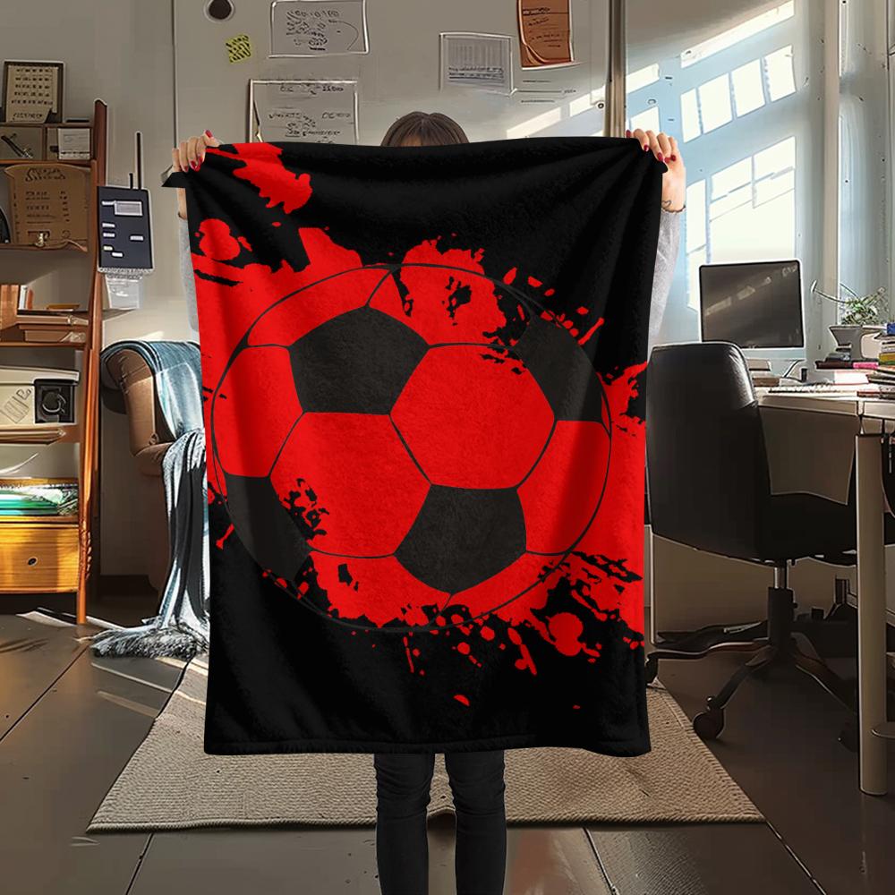 Red Element Cherry Football Print Flannel Blanket,High Quality Comfortable for All Seasons,Home Decor,Warmth and Comfort,Perfect for Christmas Gifts