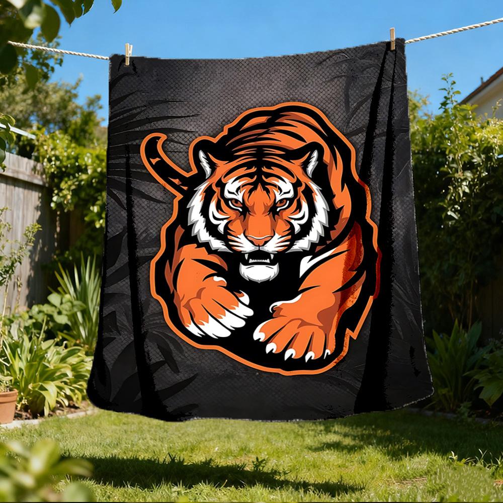 

1pc Tiger Print Print Outdoor Blanket, Lightweight Polyester, 80x120cm
