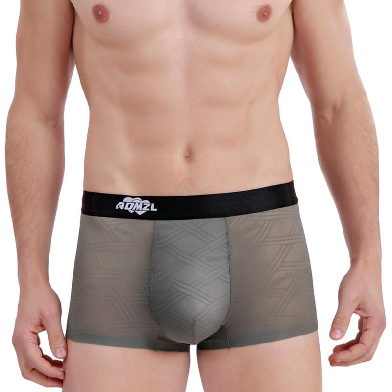 Nové žakárové bezešvé prodyšné boxerky z ledového hedvábí pohodlné pánské čtyřrohé šortky hlava